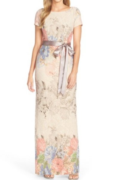 画像2: Adrianna Papell   Matelassé Floral Jacquard Column Gown (2)