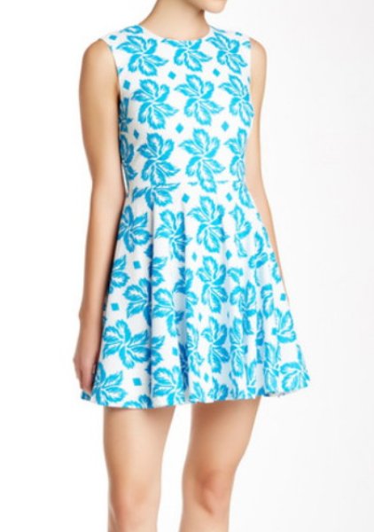 画像1: 【ドラマ使用】Diane von Furstenberg 　　Jeannie dress　　Giant Leaf Floral Blue  (1)