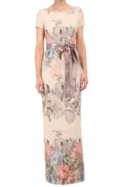 画像1: Adrianna Papell 　　Matelassé Floral Jacquard Column Gown (1)