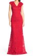 画像1: Tadashi Shoji    　 Corded Lace A-Line Gown レッド系 (1)