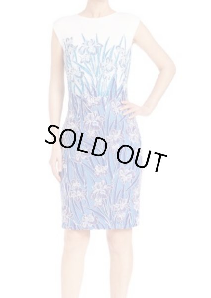 画像1: 【家庭画報掲載、ドラマ使用】Tadashi Shoji       Floral-Embroidered Sheath Dress ブルー系　 (1)