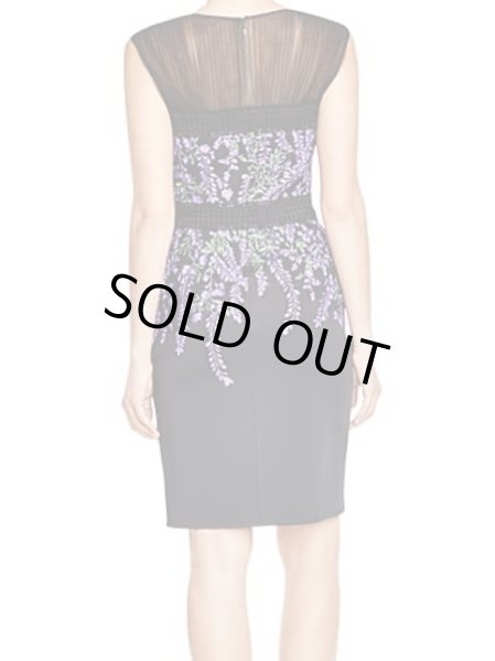 画像2: Tadashi Shoji     Cap Sleeve Illusion Neck Dress ブラック (2)