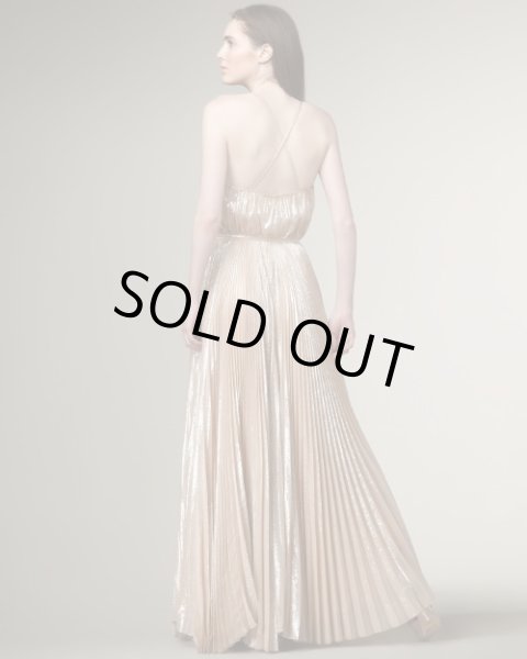 画像2: 再販売【サラジェシカパーカー愛用】Halston Heritage プリーツロングシャンパンドレス (2)
