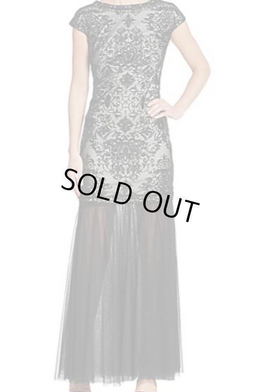 画像1: Tadashi Shoji　　　Embroidered Trumpet Gown 　ブラック (1)