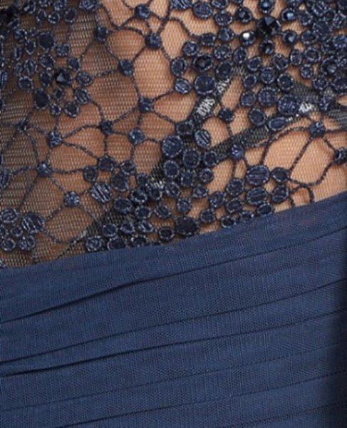 画像3: Tadashi Shoji    Beaded Illusion Bodice Mesh Gown ネイビー系 (3)