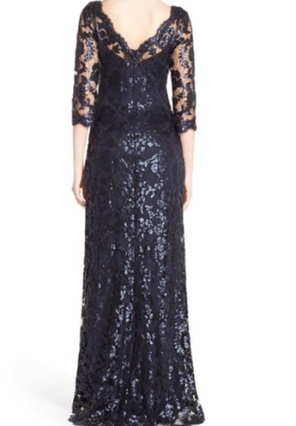 画像2: Tadashi Shoji   Sequin Lace Gown ネイビー (2)