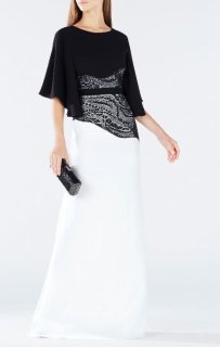 ブラックドレス｜Tadashi Shoji ハイネック ロングドレス｜スタッズ