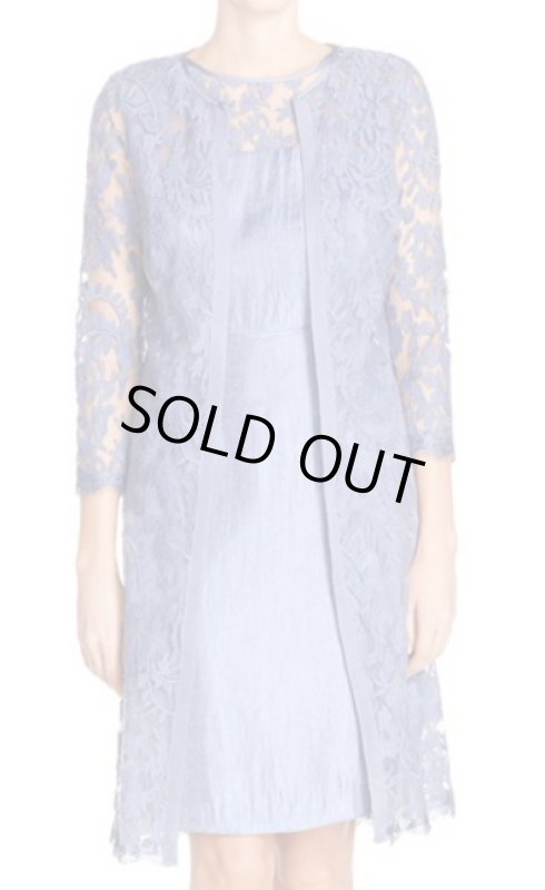 画像1: Adrianna Papell　　レースジャケット付きドレス STEEL BLUE (1)