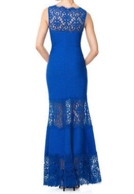 画像2: 【ミスユニバース、Leeza Gibbons着用】Tadashi Shoji Sleeveless Ribbed Stretch Dress 　ブルー (2)