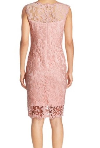 画像2: Tadashi Shoji     Embroidered Cotton Blend Sheath Dress  ピンク系 (2)