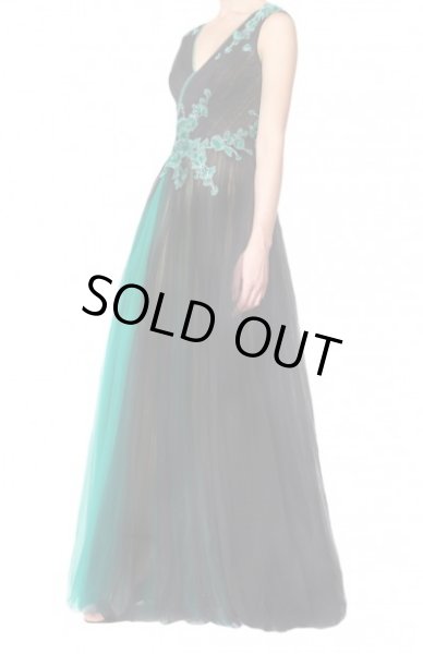 画像1: 【北川景子さんご着用】Tadashi Shoji   タダシショージ　 Sleeveless Blossom Tulle Gown ブラック (1)