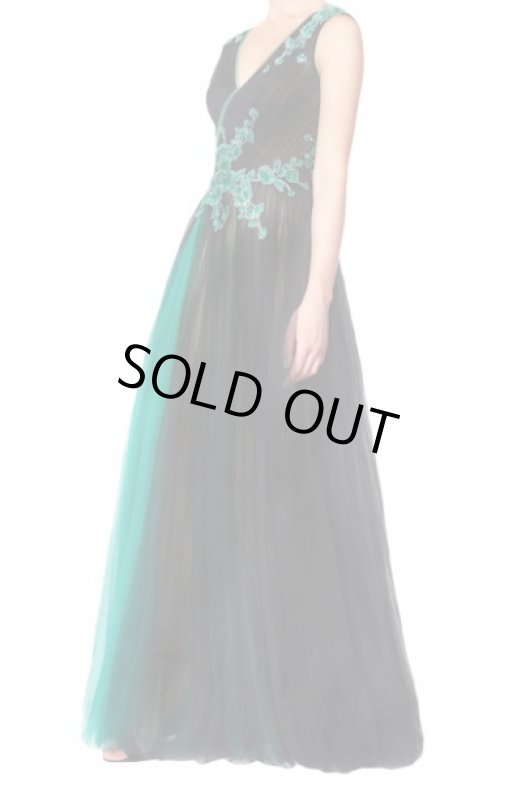 画像1: 【北川景子さんご着用】Tadashi Shoji   タダシショージ　 Sleeveless Blossom Tulle Gown ブラック (1)