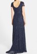 画像2: Adrianna Papell　　　Sequin Beaded Embellished Mesh Gown ネイビー (2)