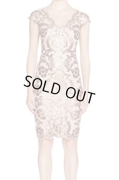 画像1: Tadashi Shoji    Sequined Lace Dress   ローズ系　ピンク系 (1)