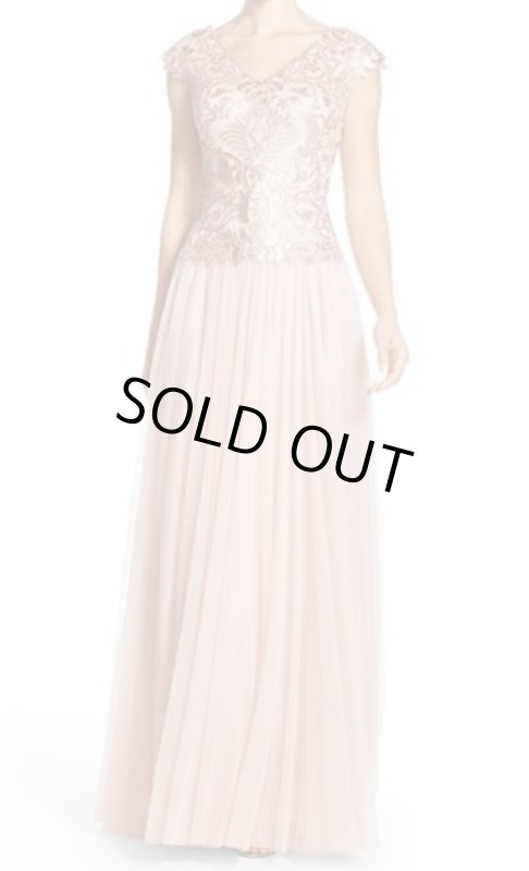 画像1: Tadashi Shoji  パーティードレス　Sequin Mesh Ballgown　ピンク系 (1)