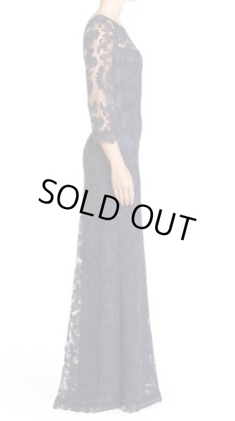 画像3: Tadashi Shoji  パーティードレス　Embroidered Tulle Gown ネイビー系 (3)