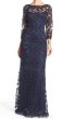 画像1: Tadashi Shoji  パーティードレス　Embroidered Tulle Gown ネイビー系 (1)