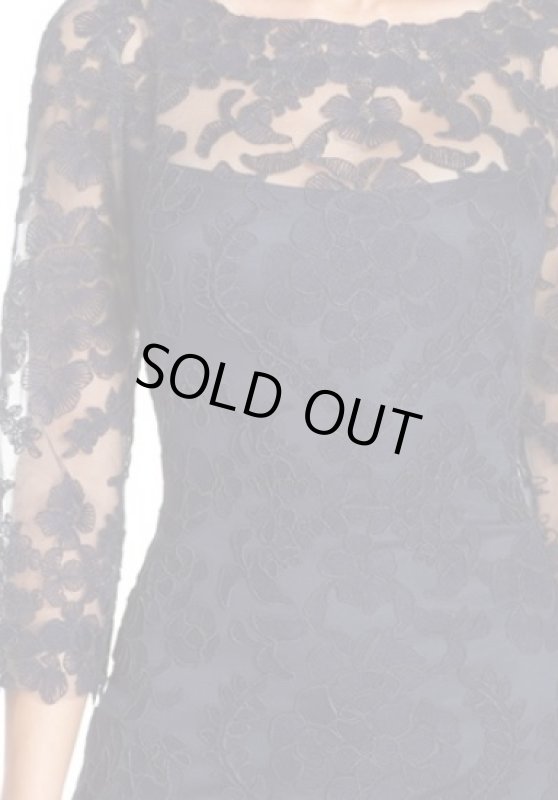 画像4: Tadashi Shoji  パーティードレス　Embroidered Tulle Gown ネイビー系 (4)