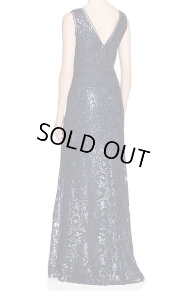 画像2: 再販売!Tadashi Shoji  ロングドレス Sequined Lace Gown ネイビー系 (2)