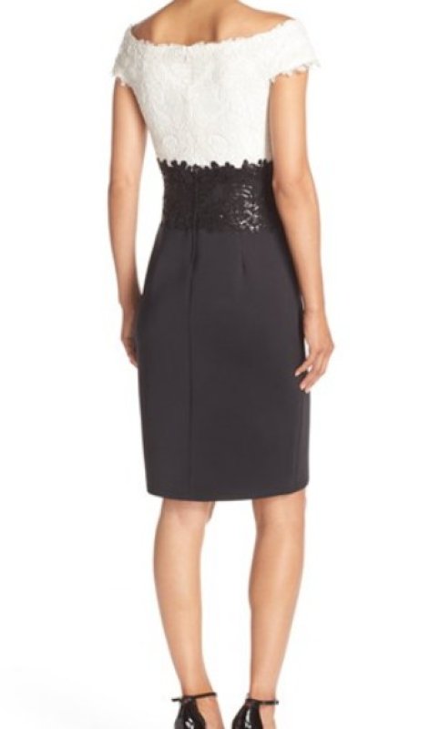 画像2: 【福原愛さん、高橋真麻さんご着用、家庭画報掲載】Tadashi Shoji タダシショージ　　カラーブロックシースドレス ブラック (2)