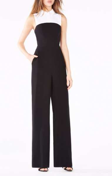 画像1: 【ドラマ使用、ZZ Ward着用】BCBGMAXAZRIA 　 Laryssa Tuxedo Woven Jumpsuit  (1)