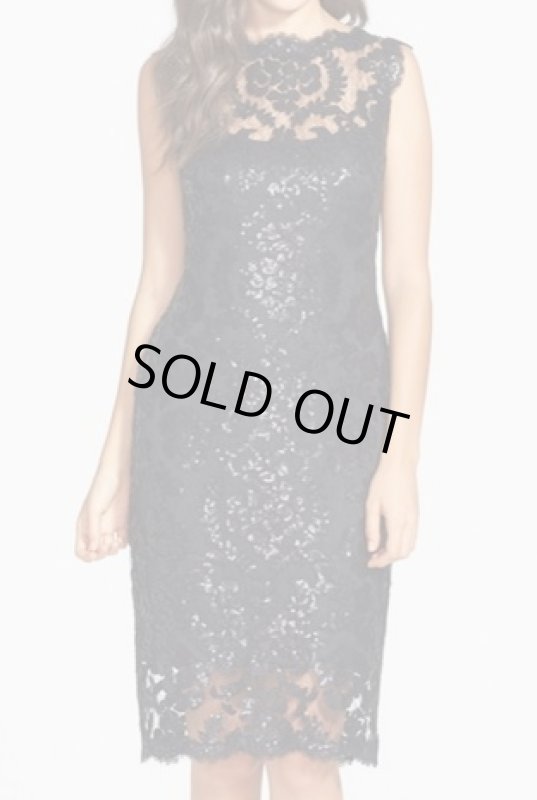 画像1: Tadashi Shoji　　　　Beaded Illusion Lace Dress ブラック (1)