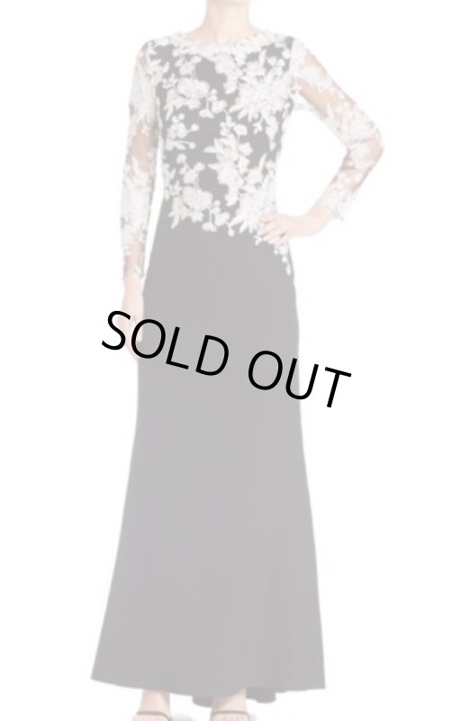 画像1: Tadashi Shoji  パーティードレス　Fit & Flare Lace Gown ブラック (1)