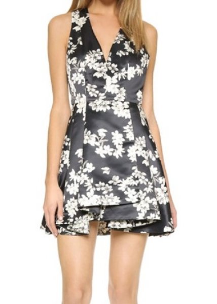 画像1: 【Mae Whitman愛用】Alice + Olivia 　　Tanner V Neck Flare Dress  (1)