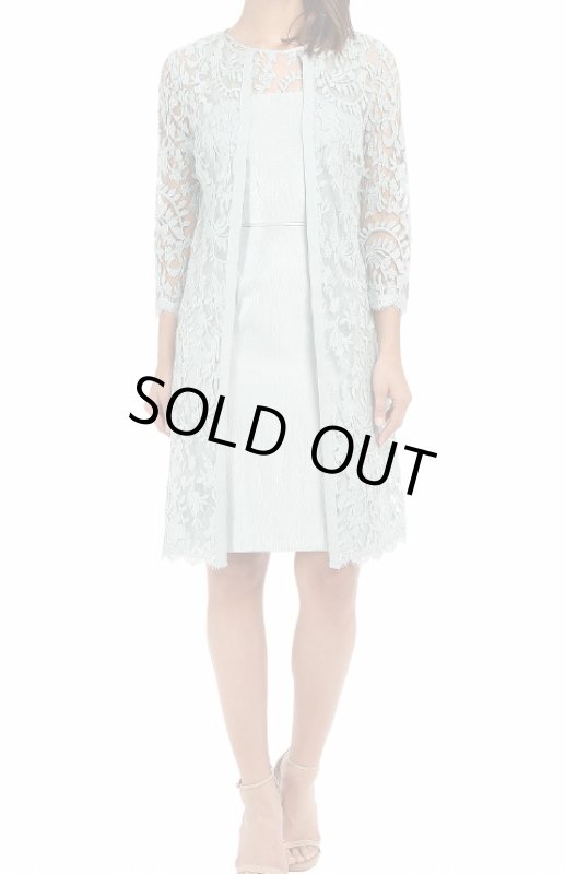 画像1: Adrianna Papell　　　レースジャケット付きドレス アイスミント (1)