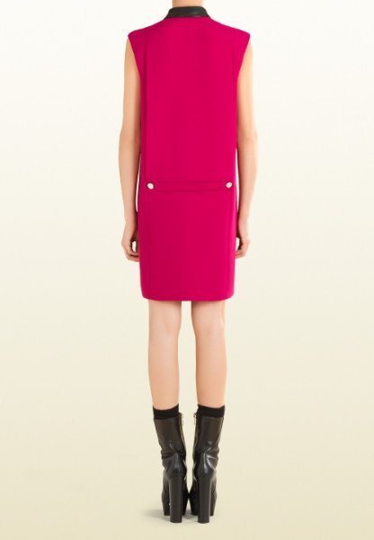 画像6: 【Karen Gillan愛用】GUCCI グッチ Fuchsia Silk Dress with Leather Collar (6)