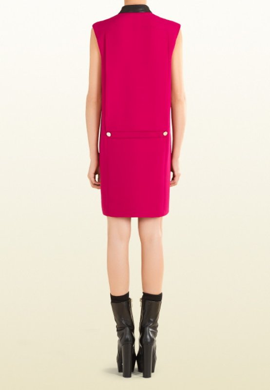 画像6: 【Karen Gillan愛用】GUCCI グッチ　Fuchsia Silk Dress with Leather Collar (6)