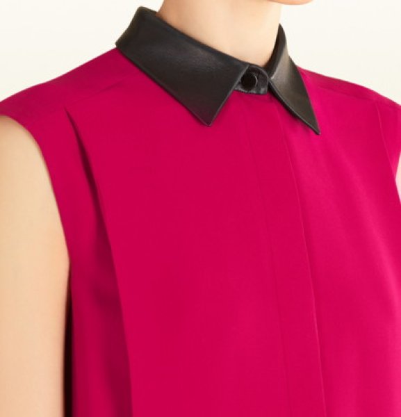 画像5: 【Karen Gillan愛用】GUCCI グッチ Fuchsia Silk Dress with Leather Collar (5)
