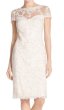 画像1: Tadashi Shoji  パーティードレス　Embroidered Lace Sheath Dress　アイボリー系 (1)