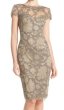 画像1: Tadashi Shoji  パーティードレス　Embroidered Lace Sheath Dress　　スモークパール (1)