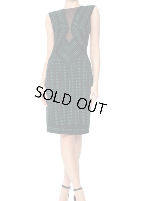 画像1: Tadashi Shoji パーティードレス  Mae Jacquard Plunging Sleeveless Dress ブラック (1)