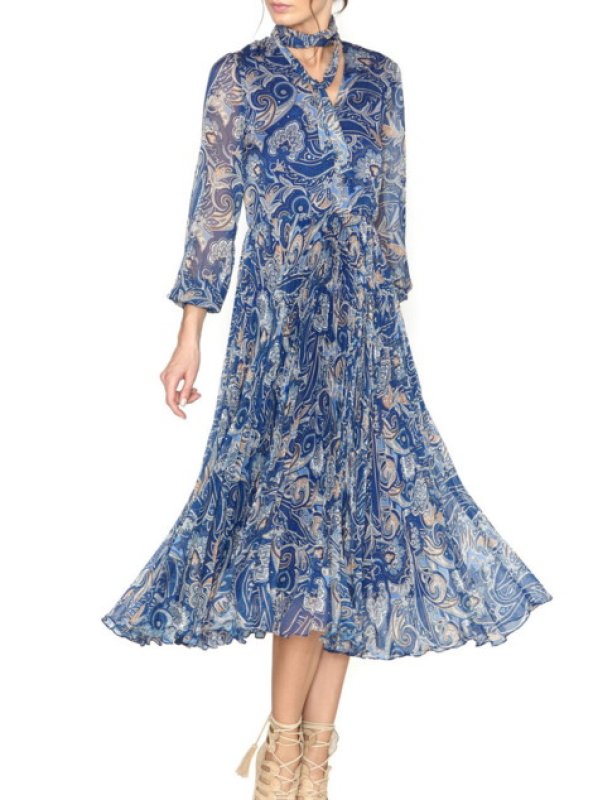 画像1: 【ニッキーヒルトン愛用】alice + olivia アリスアンドオリビア　Cayla Tie Neck Dress  12113 (1)