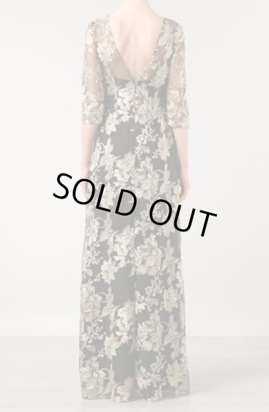 画像2: Notte by Marchesa   Gold Mesh Lace Embroidered  Gown  (2)