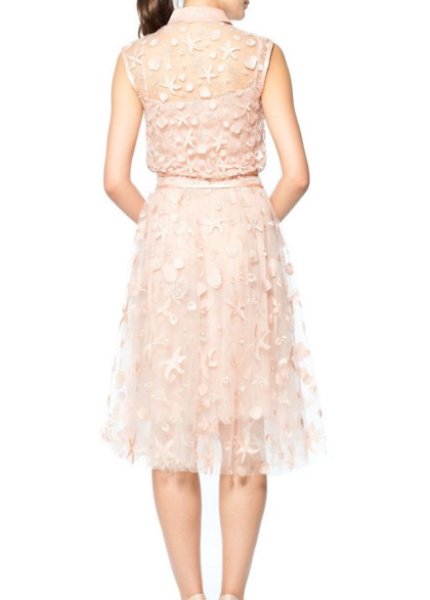 画像2: Tadashi Shoji パーティードレス    Starfish Embroidered  Dress ピンク系 (2)
