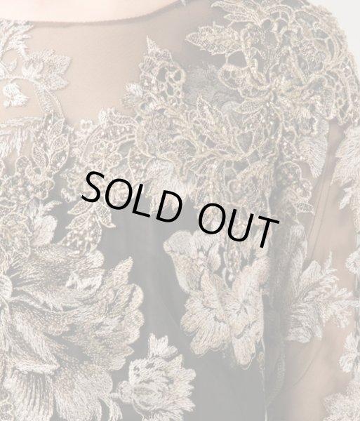 画像3: Notte by Marchesa   Gold Mesh Lace Embroidered  Gown  (3)