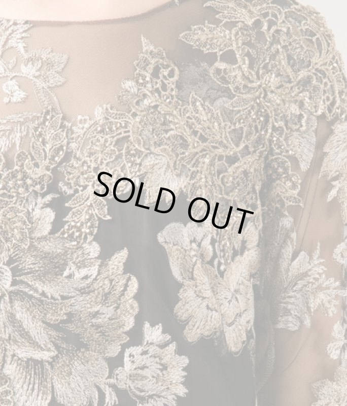 画像3: Notte by Marchesa　　　Gold Mesh Lace Embroidered  Gown  (3)