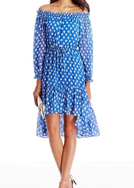 画像2: 【カーリークロス愛用】Diane von Furstenberg ダイアンフォンファステンバーグ Camila Off-Shoulder Silk Dress ブルー系 (2)