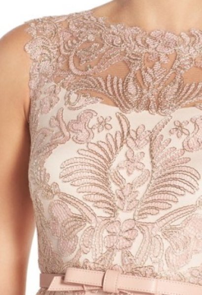 画像4: Tadashi Shoji       Gavin Embroidered Bodice Gown ピンク (4)