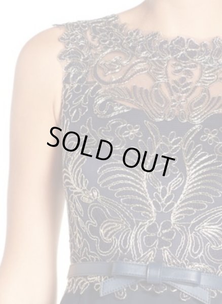 画像4: Tadashi Shoji       Gavin Embroidered Bodice Gownネイビー (4)