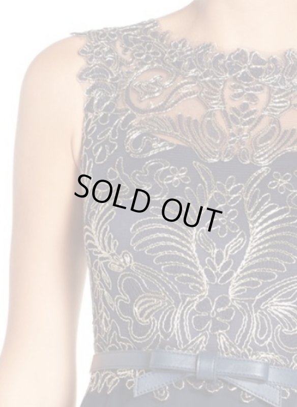 画像4: Tadashi Shoji      　Gavin Embroidered Bodice Gownネイビー (4)