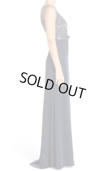 画像3: Tadashi Shoji       Gavin Embroidered Bodice Gownネイビー (3)