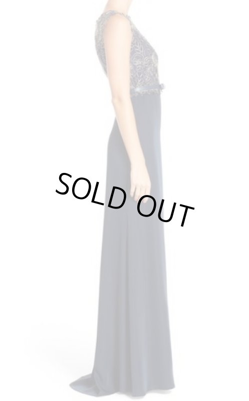 画像3: Tadashi Shoji      　Gavin Embroidered Bodice Gownネイビー (3)