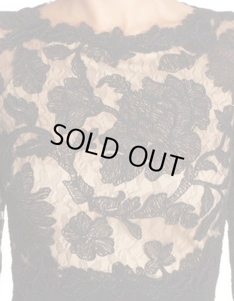 画像3: Tadashi Shoji      Three-Quarter Sleeve Lace and Crepe Gown　ブラック  05172 (3)