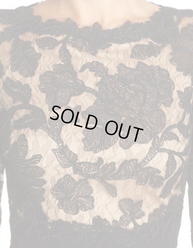 画像3: 即発！Tadashi Shoji      Three-Quarter Sleeve Lace and Crepe Gown　ブラック  05172 (3)