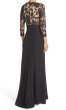 画像2: Tadashi Shoji      Three-Quarter Sleeve Lace and Crepe Gown　ブラック (2)