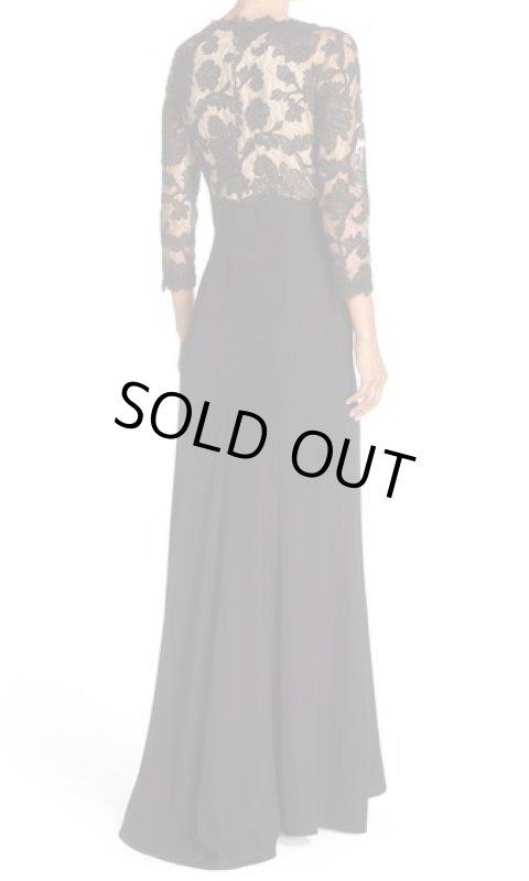画像2: 即発！Tadashi Shoji      Three-Quarter Sleeve Lace and Crepe Gown　ブラック  05172 (2)